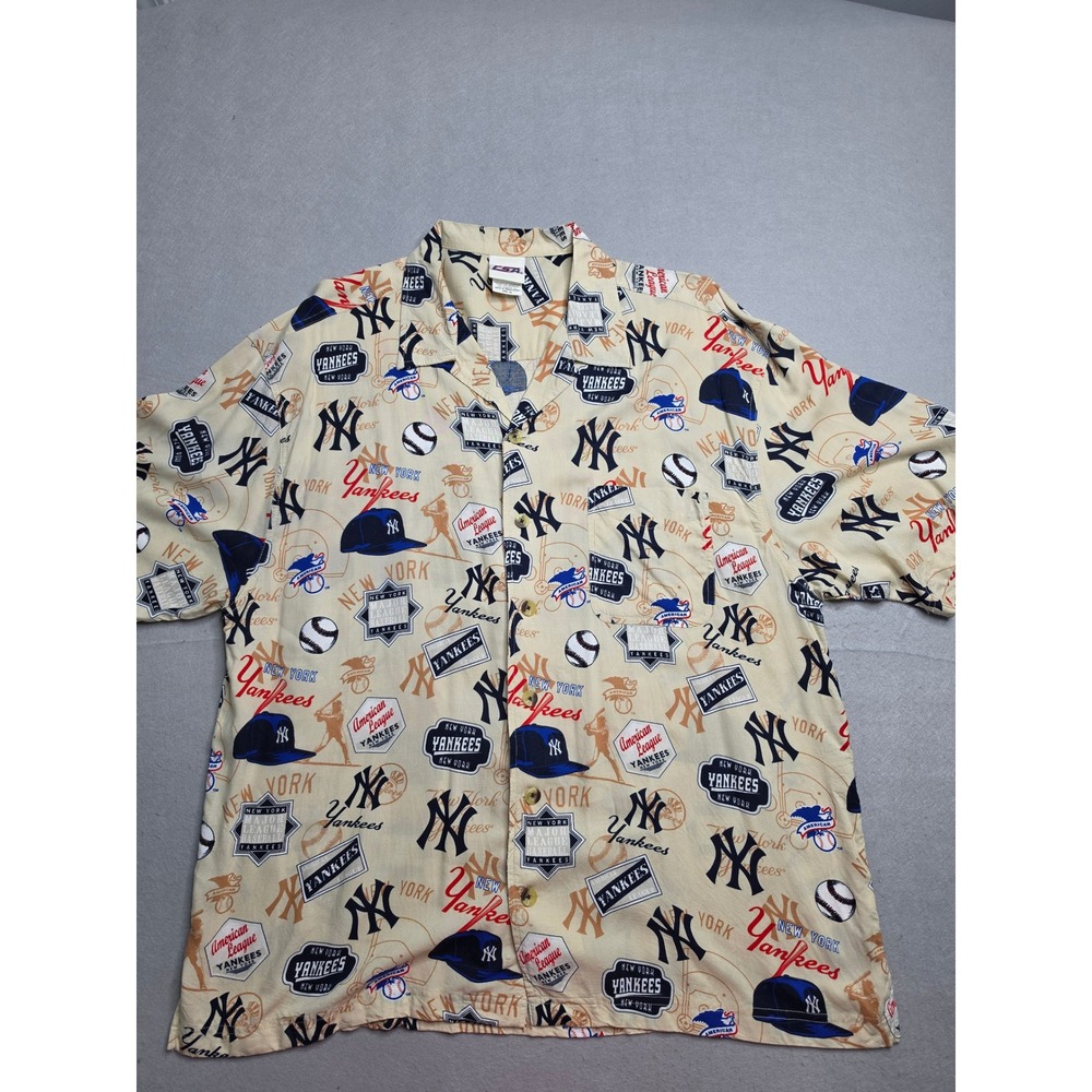Vintage CSA New York Yankees Baseball Shirt Men's XL Multicolor Allover Print